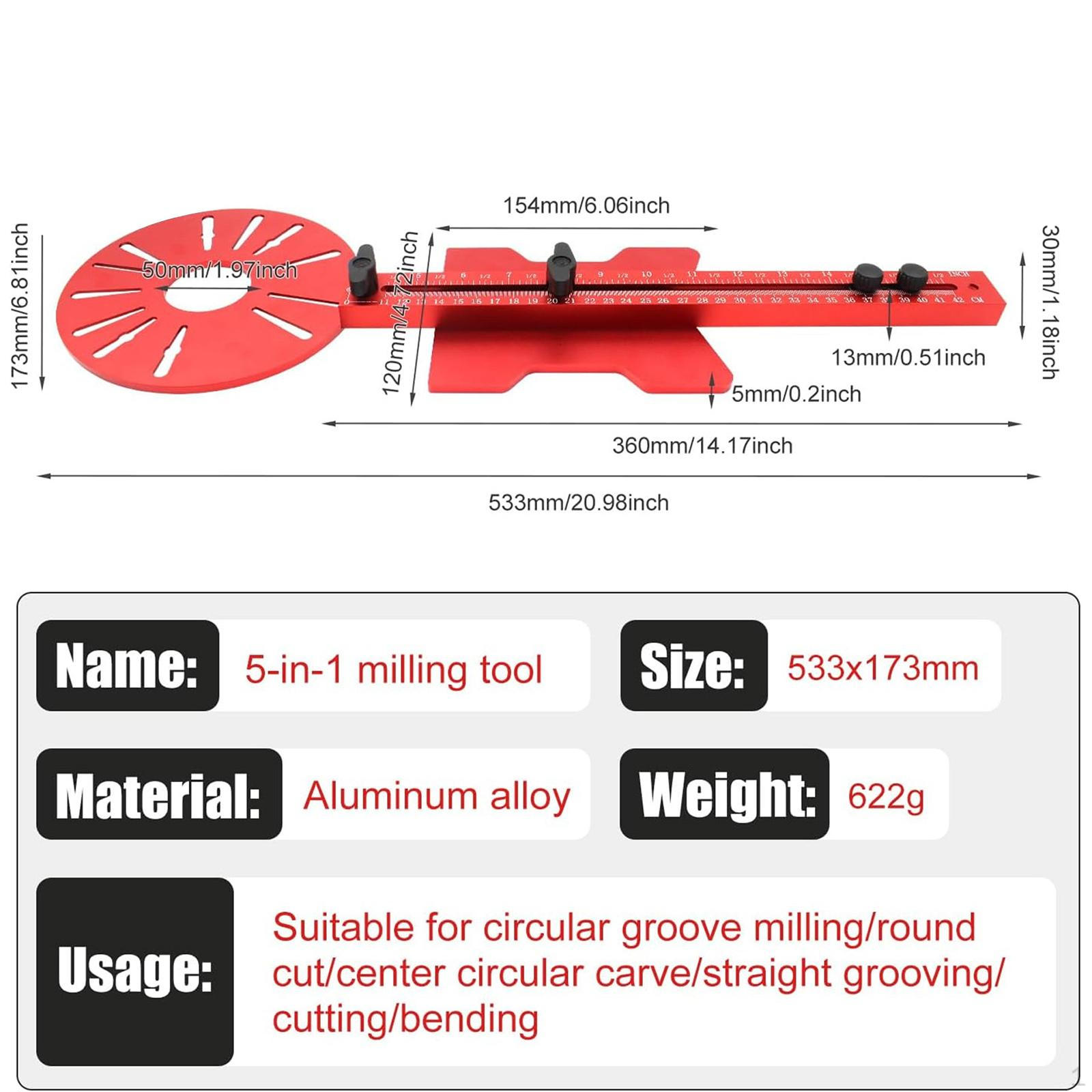 

Router Milling Groove Bracket Cabinet Hardware Jig Carpentry Tool for Woodworking Red Gray