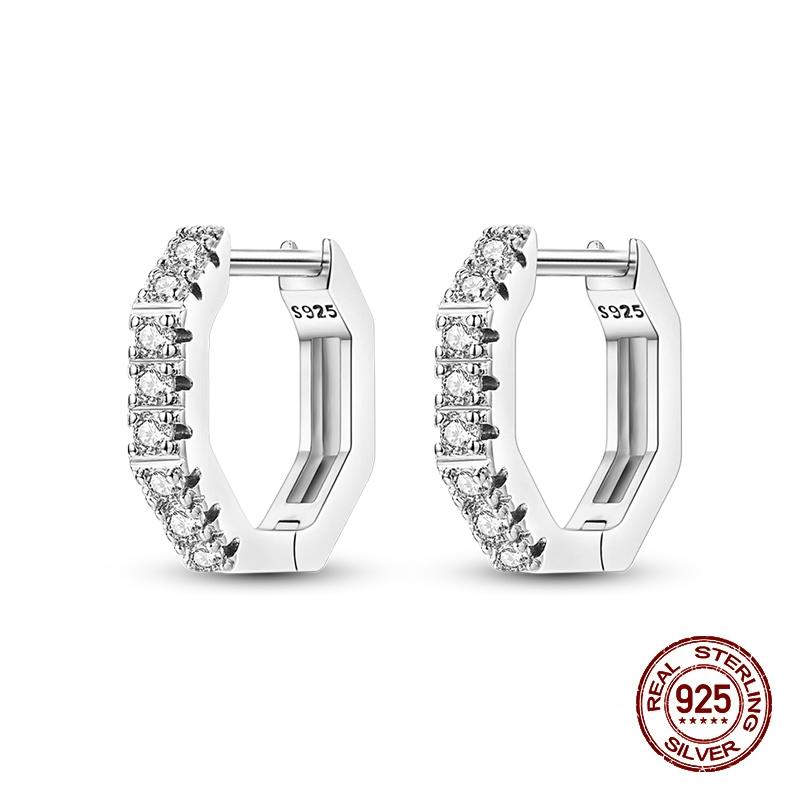 New Earrings for Women 925 Silver Color Star Geometric Entangle Zircon Earrings Fine Wedding Engagement Birthday Jewelry Gifts