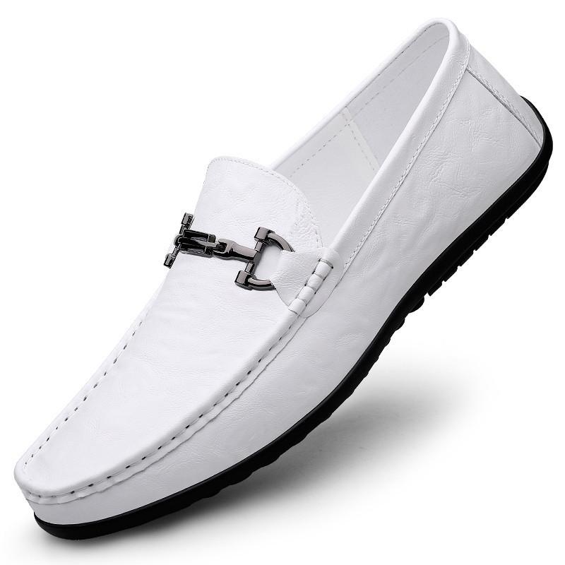 Leather Shoes Men's New British Business Casual Shoes Breathable Soft Bottom Cover Feet Lazy One Pedal Doudou Shoes Large Size
