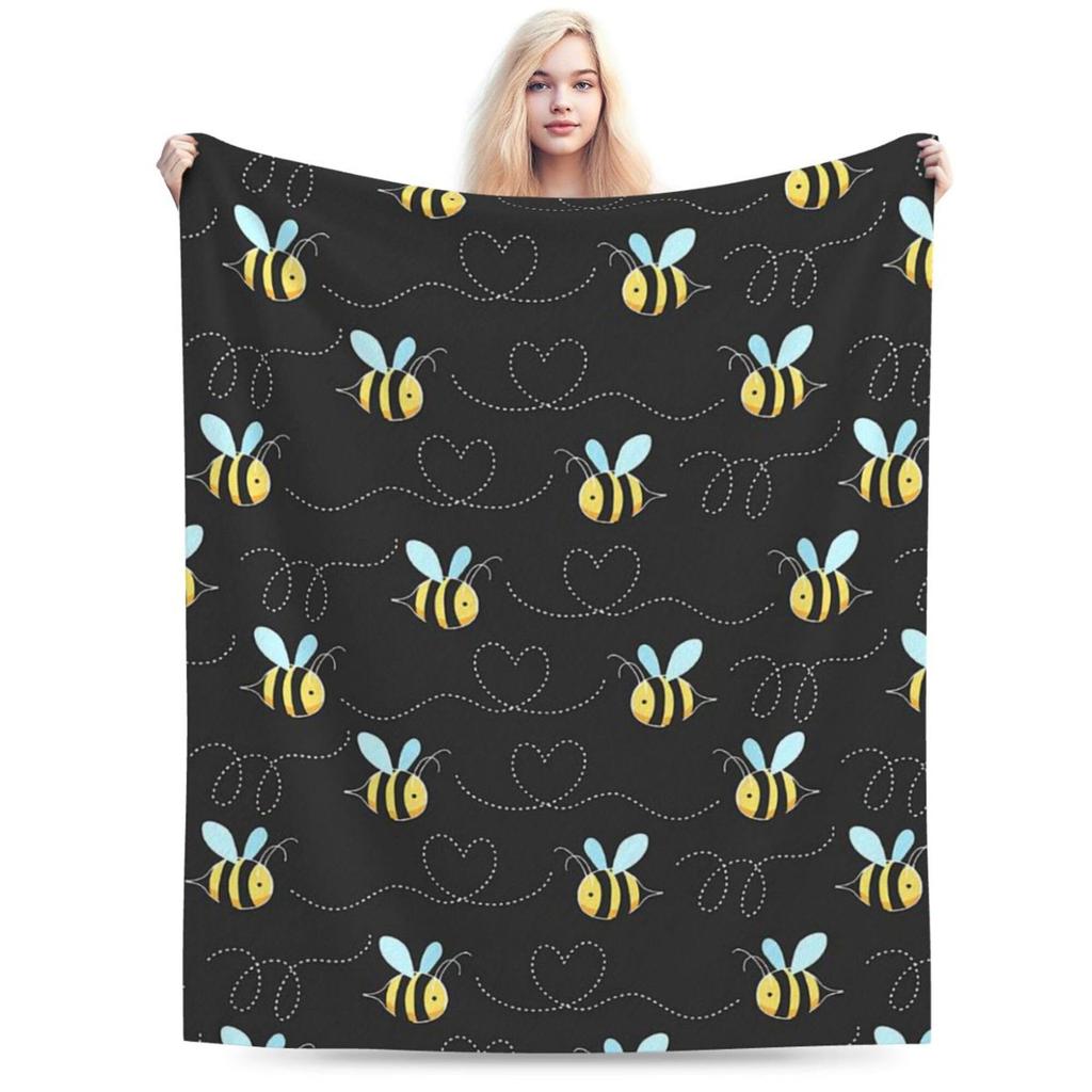 Flannel Blanket Nap Blanket Bee Printed Blanket Four Seasons Super Soft Office Blanket Sofa Blanket