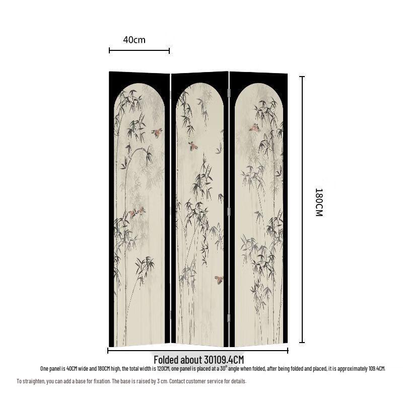 Paravan Pliabil Nou cu Aspect de Bambus în Stil Chinezesc