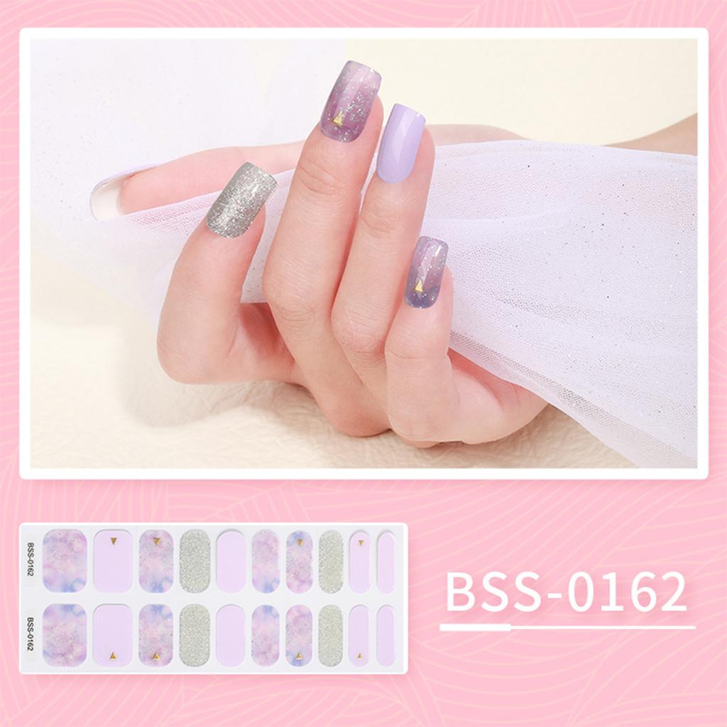 20 Tips Semi-Cured Gel Nail Patch Adhesive Sliders Long Lasting Full Cover Nail Stcikers Gel LED UV Lamp Neede