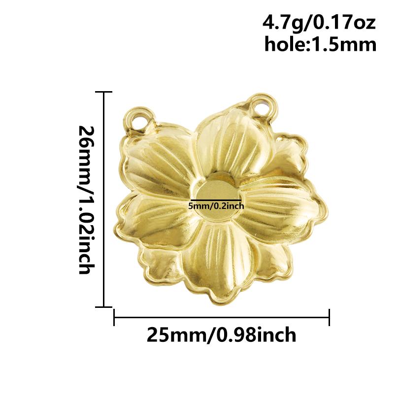 5pcs Geometric Cabochon Base Setting Tray Blank PVD Charm Heart Cross Flower DIY Stainless Steel Pendant For Jewelry Making Bulk