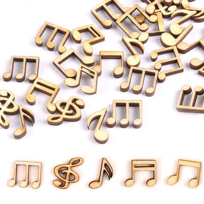 100Pcs Unfinished Card Making Decorative Music Notes Wooden Embellishment Natural Wood Scrapbooking