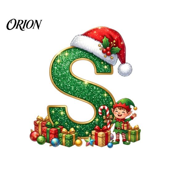 Unique Festive Gift for Family Personalized 26 Alphabet Christmas Ornament with Santa Hat Elf Design, Acrylic Customized Wrapping Tag Hanging