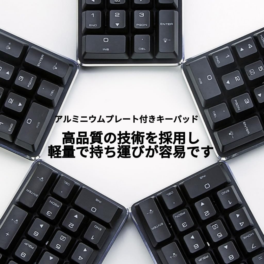 Levieny Mechanical Numeric Keypad with Red Switches (Red Axis) [Compatible with Both Wired and USB Type-C] Quiet and Light Touch, 21 Keys, Number