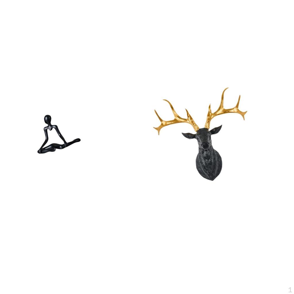 Creative Abstract Thinker Deer Head Sculpture Unique Figurine Decorative Ornament for Entrance