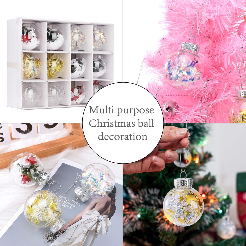 12 KS Plastové ozdobné gule Opakovane použiteľné DIY Vianočné dekorácie Plniteľné na cukrovinky Fotografie Miniatúry