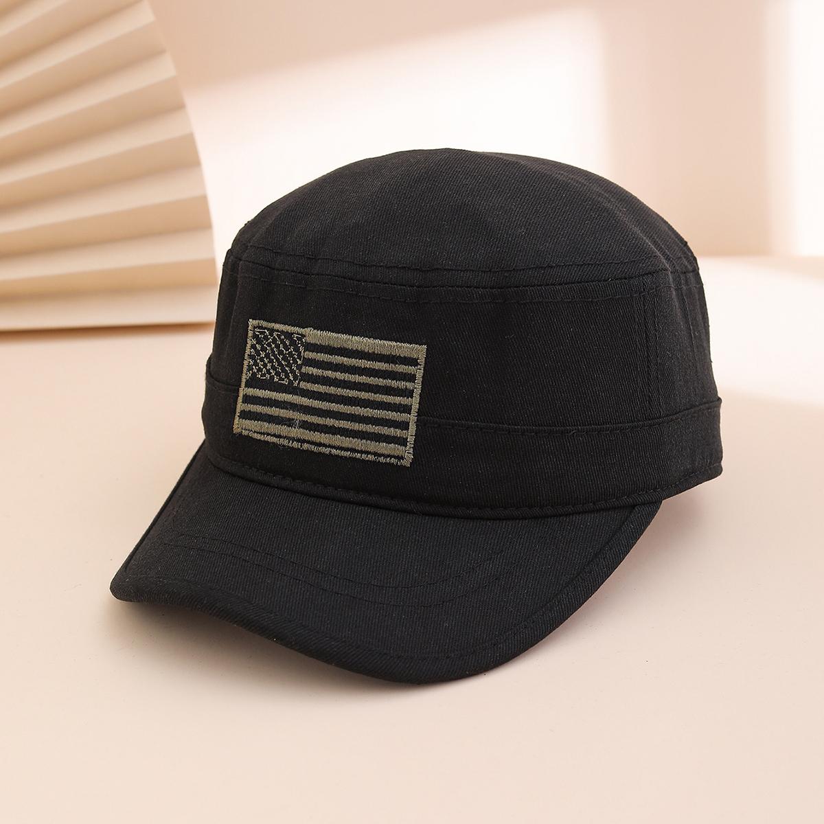 Cross-border fashion camouflage pattern national flag baseball cap, soft-top baseball cap, truck driver s flat cap One Size