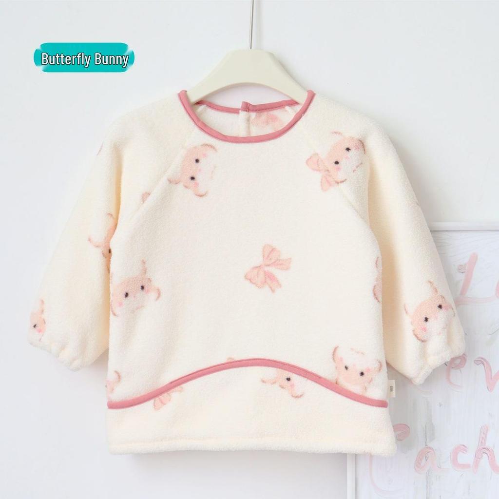 2025 Fall/Winter Unisex Fleece Smock for Kids: Reversible Baby Bib and Eating Wear