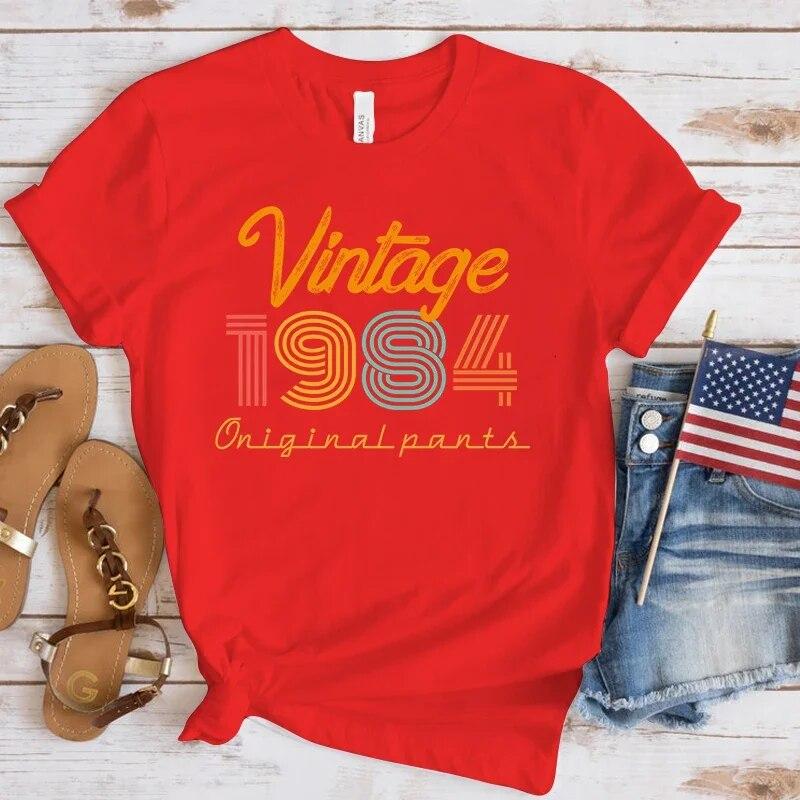 (Premium T-shirt)New Vintage 1984 Print T Shirts Women Casual Round Neck Tees Top Summer Cool Loose Short Sleeve(Fast Delivery)