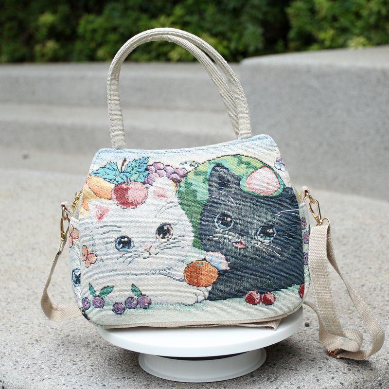 Ethnic Style Handbag Women Shoulder Bag Vintage Zipper Floral Embroidered Travel Pouch Cotton Mobile Phone Bag Crossbody Bag