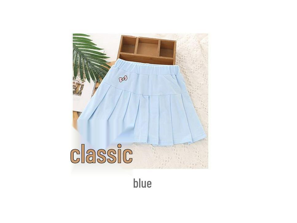 Girls' Summer Midi Pleated Skirt with Anti-Exposure Shorts