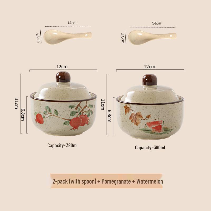 Chinese Retro Ceramic Single-Serve Stew and Soup Pot with Lid