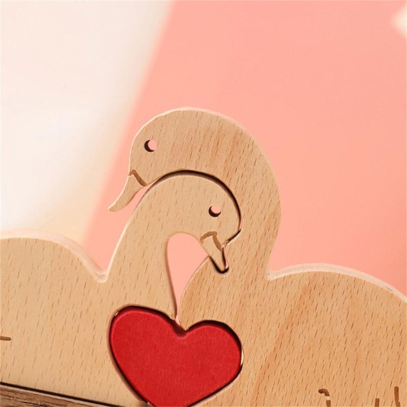 Heart Shaped Wood Sculpture Artworks Unique Couple Puzzle Statue Crafts Figurine Sculpture Ornament