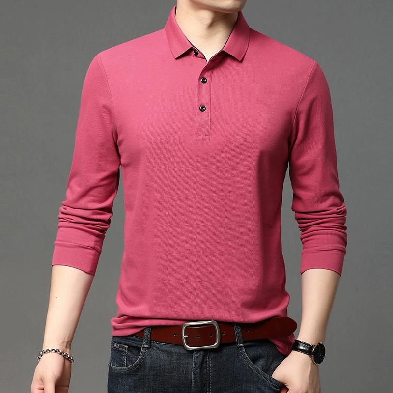 Spring Summer Men's New Polo Shirt Business Sweatshirts Casual Polo Shirts Mens Long Sleeve Office Worksuits Collar Tees Tops Shirts Men