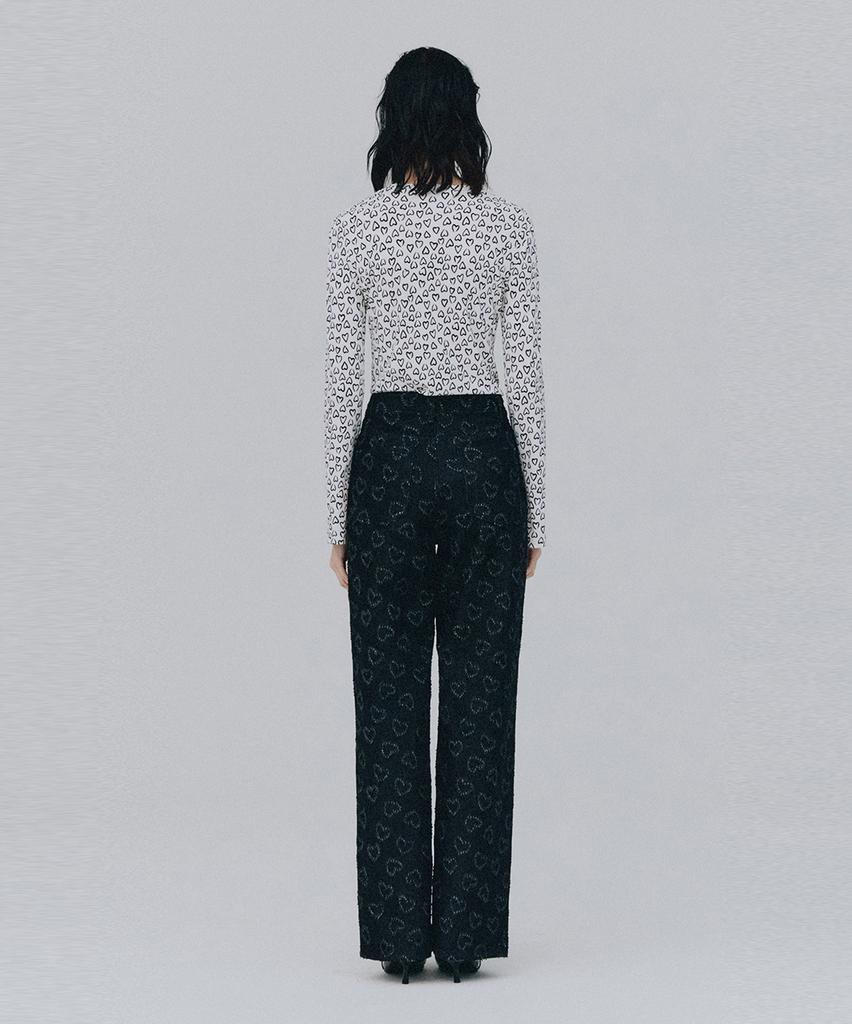 Bedermi Heart Pattern Black Denim Pants