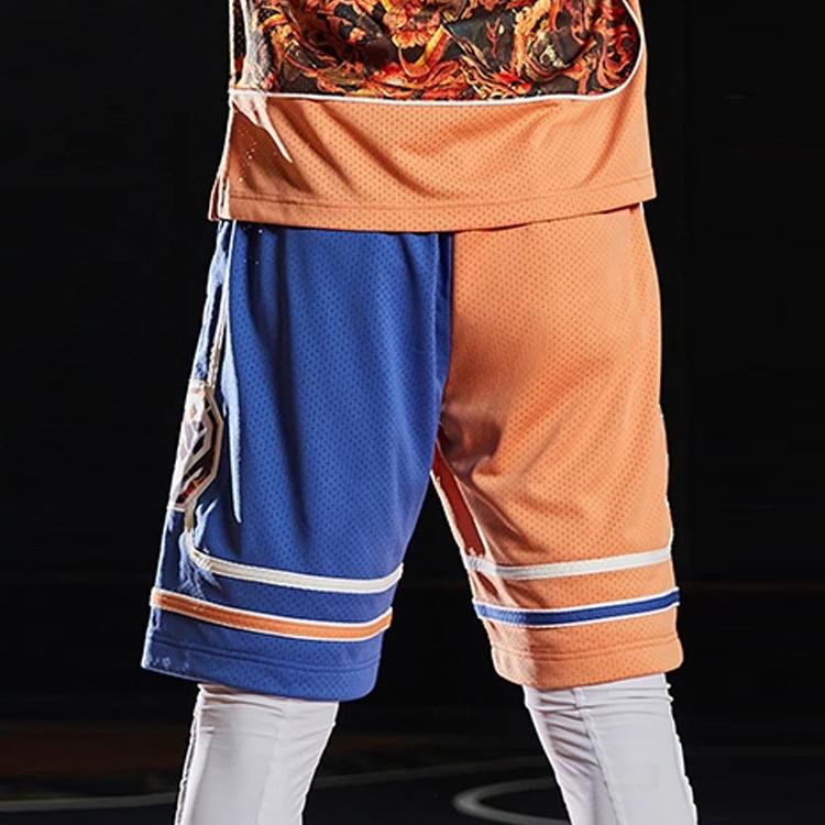 Li Ning Badfive Sports Basketball Color Block Letter Print Loose Competition Casual Shorts Men shorts Bright-Royal-Blue Chestnut-Brown AAPR005-2