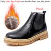 Big Size 47 48 Men Chelsea Boots Winter Ankle Style Leather Boots Platform Thick Soles Botas Chelsea Hombre Plush Warm
