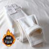 Witte elastische losse en dunne Harlan jeans met hoge taille voor dames, winter fluweel en verdikte negenpuntsbroek