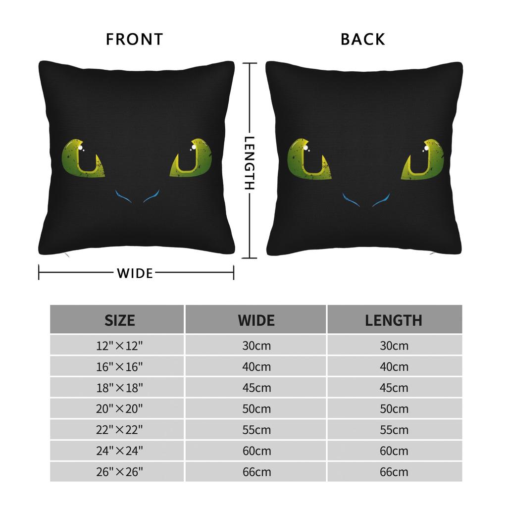 HTTYD Ohnezahn Quadratische Kissenhülle Kissenbezüge Fantastisch Polyester Dekor Sofakissenhülle für Wohnzimmer 40x40cm