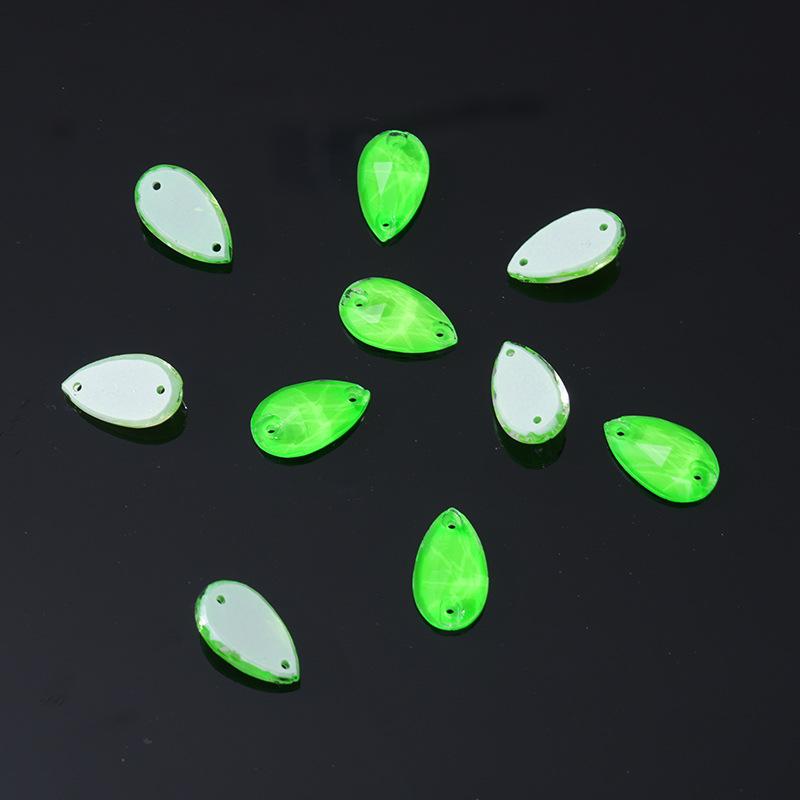 K9 Weichen Water Drop-Shaped Fluorescent Boutique Inverted Edge Glass Flat Buckle Glass Hand Seam Drill, Double Hole Flat Bottom Drill Diy Accessories