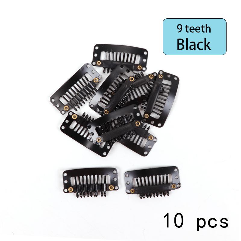 

10 шт./лот 32 мм 9-зубчатые заколки для наращивания волос U-образные металлические защелкивающиеся зажимы для наращивания волос плетение париков аксессуары зажимы расческа