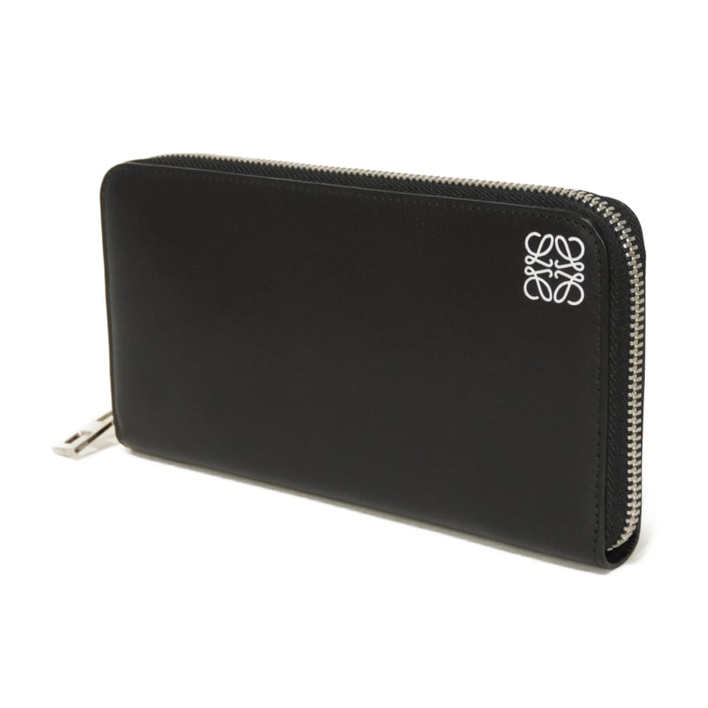 Used 12695 Zip Around Wallet 109N54.F13 7940 White Smooth Calfskin Zip Around Anagram Embossed Black Unisex from Japan