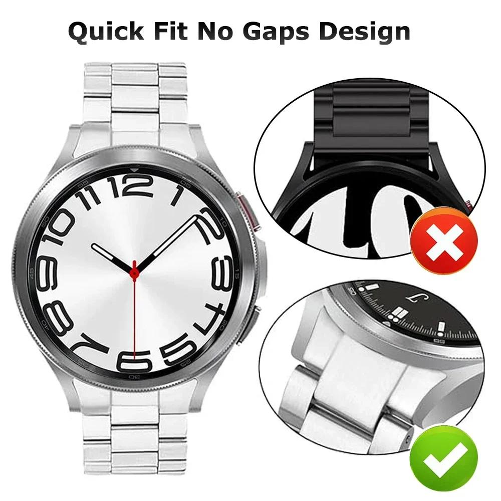 Lückenloses Titanfarbenes Armband für Samsung Galaxy Watch 7 6 4 5 Pro 45 40mm 44mm FE Classic 43mm 47mm 42 46mm Quick Fit Metallarmband