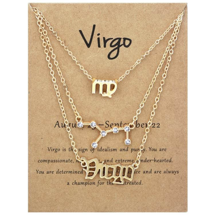 3 In 1 12 Zodiac Signs Necklace Set Retro Alphabet Symbols With Diamonds Jewelry Set