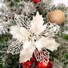 Set Of 10 Pcs Christmas Poinsettia Flowers Ornaments Glitter Floral Accessories Xmas Wreath Tree Decorations For Party Home Wedding
