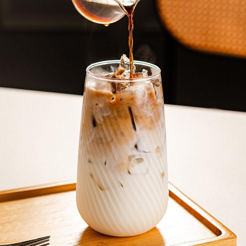 Stylish High Borosilicate Glass Slanted Stripe Cup: Heat Resistant for Cocktails, Coffee, and Cold Drinks