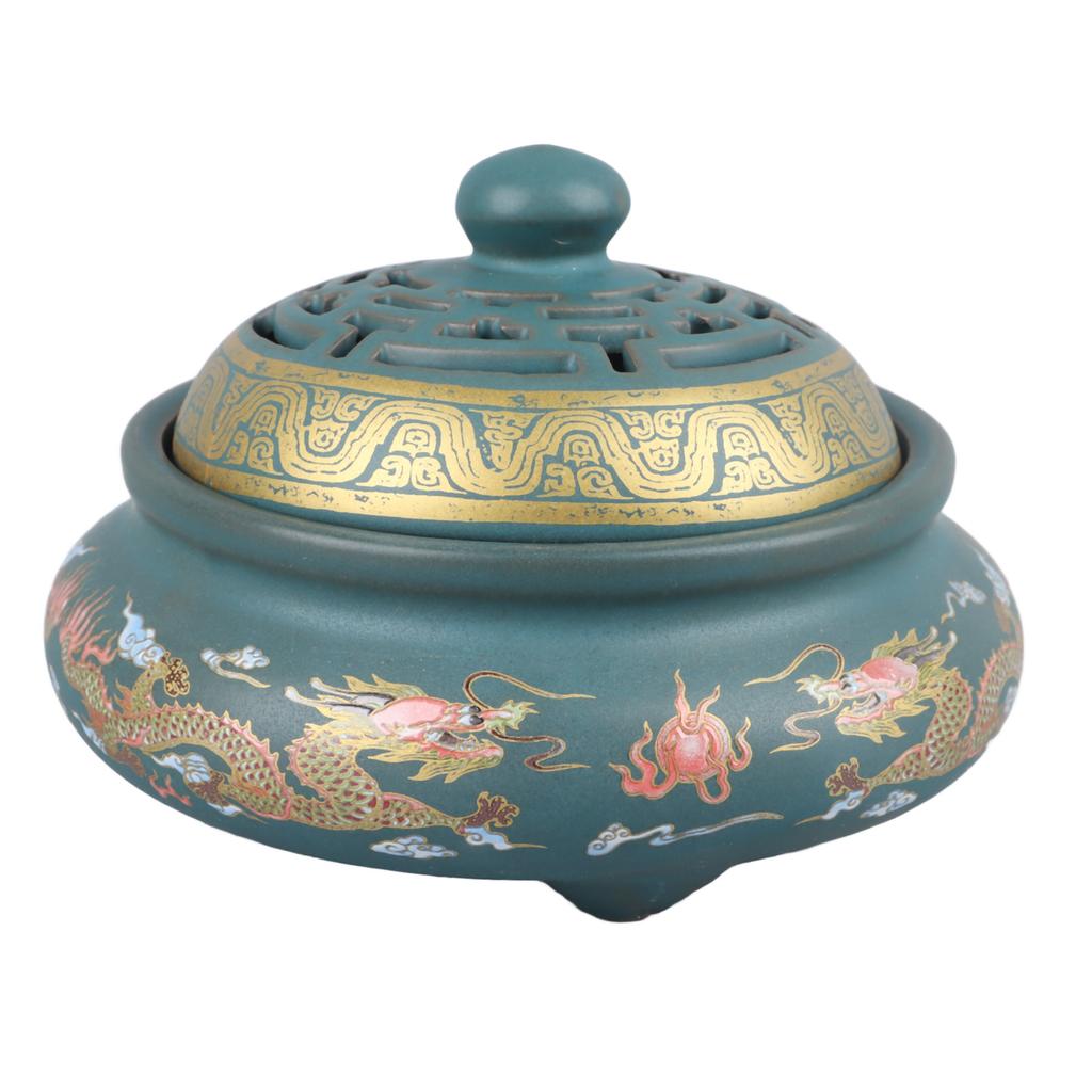 Incense Burner Ceramic Colour Enamel Exquisite Pattern Retro Incense Cone Holder for Family