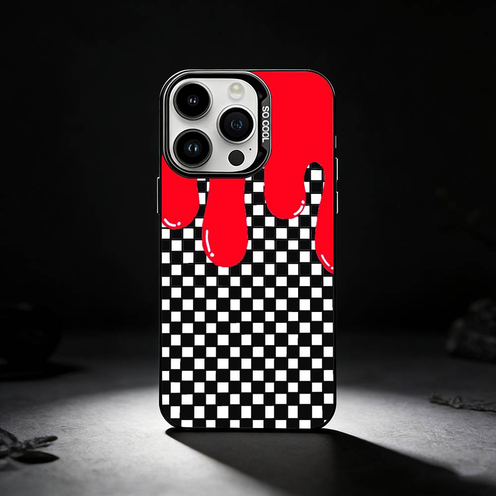 checkerboard chess board Phone Case For iPhone 17,16,15,14,13,12,11 Plus,Pro Max,XS,Colored silver phone case
