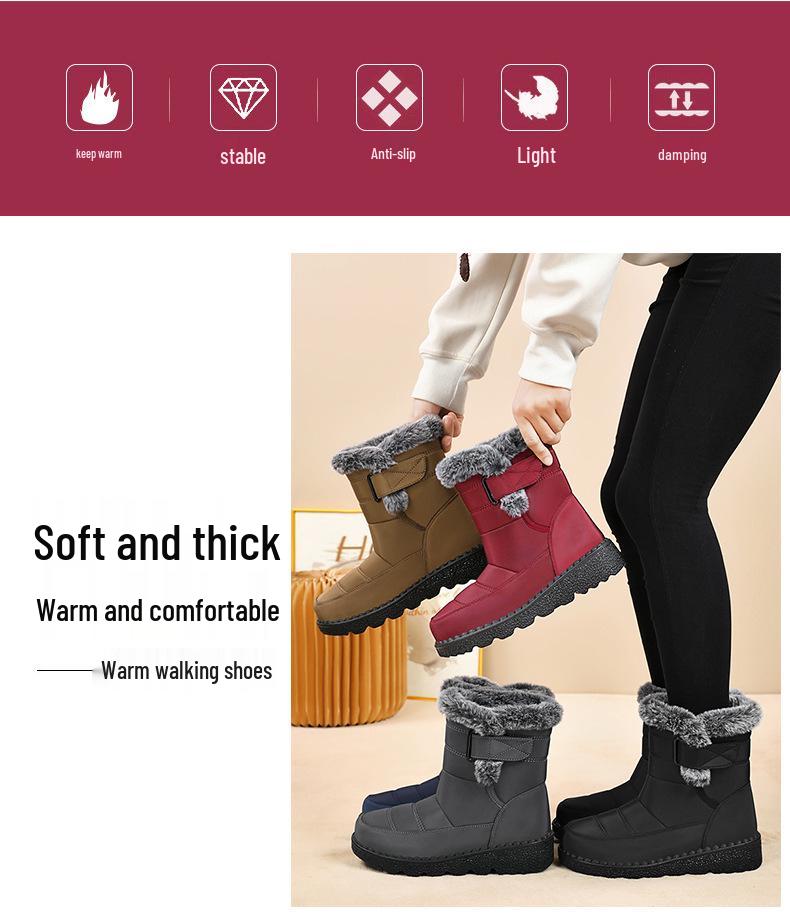 Women's Fleece-Lined Snow Boots - Plus Size, Polyurethane, Long Tube, Warm, and Cold-Proof