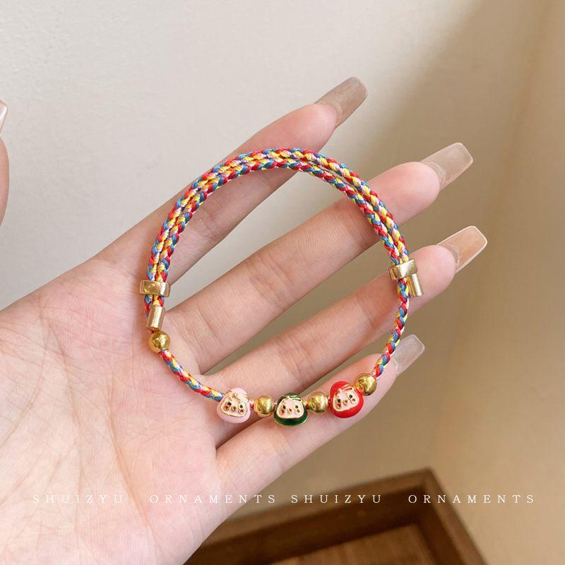 

Красочный плетеный шнурок для переноски Детский браслет ручной работы на Праздник драконьих лодок 2024 Новое поступление Красочная проволока Маленькое украшение в виде цзунцзы 1mm 3# pink green three small dumplings