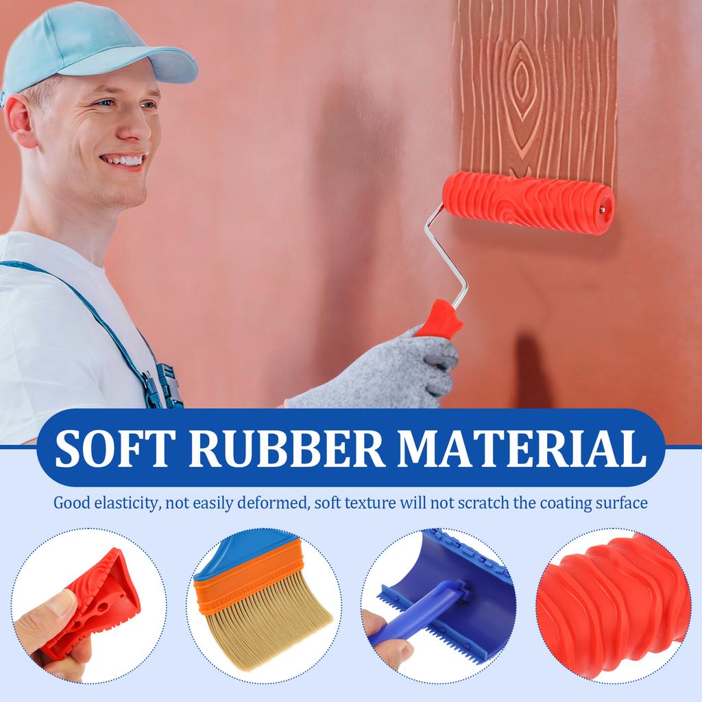 Graining Painting Tool Wood Texture Paint Roller Wood Pattern Tools Wall Room Art Wood Grain Tool for Home Decoration Wall Floor