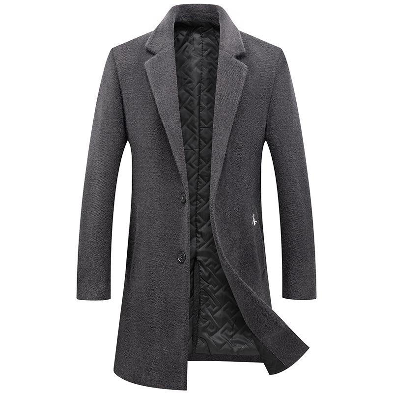 

Осенне-зимнее шерстяное пальто из синели, мужская мода, утолщенный шерстяной тренчкот из хлопка, мужское пальто из шерсти 3XL серый
