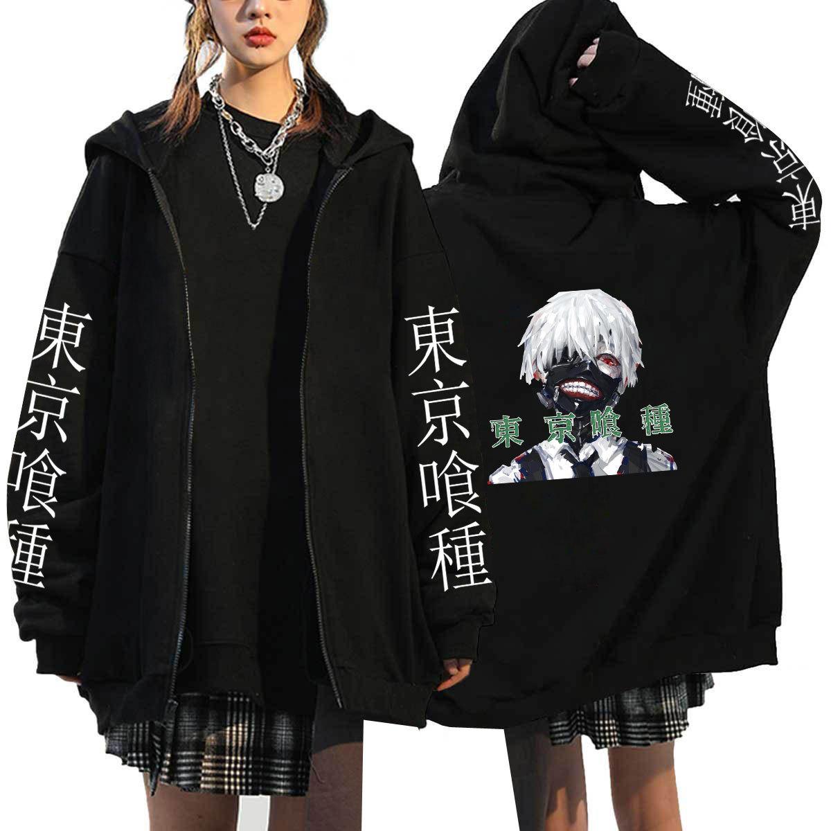 

Японское аниме Kaneki Ken Tokyo Ghoul Zipper Hoodies Men Kawaii Manga Graphic Cartoon Jackets Streetwear Sweatshirts Unisex Hooded Coats Tops S