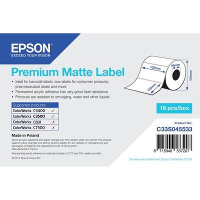Etiketten - EPSON - C33S045533 - 102mm x 152mm - Packung mit 225 - Weiß