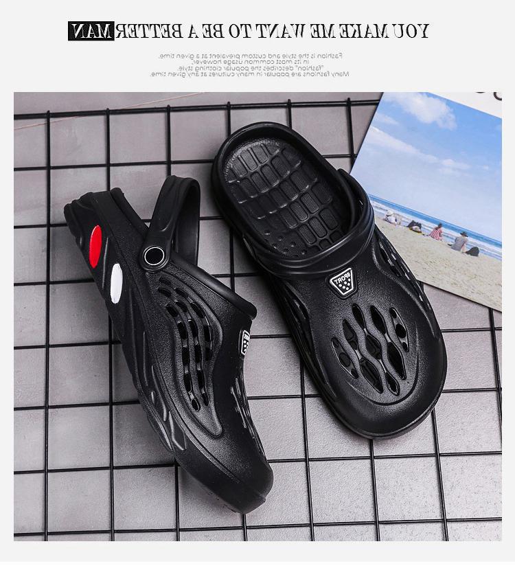 Plus Size Men's Beach Shoes - Sizes 48-49, Casual Summer Hole Slippers