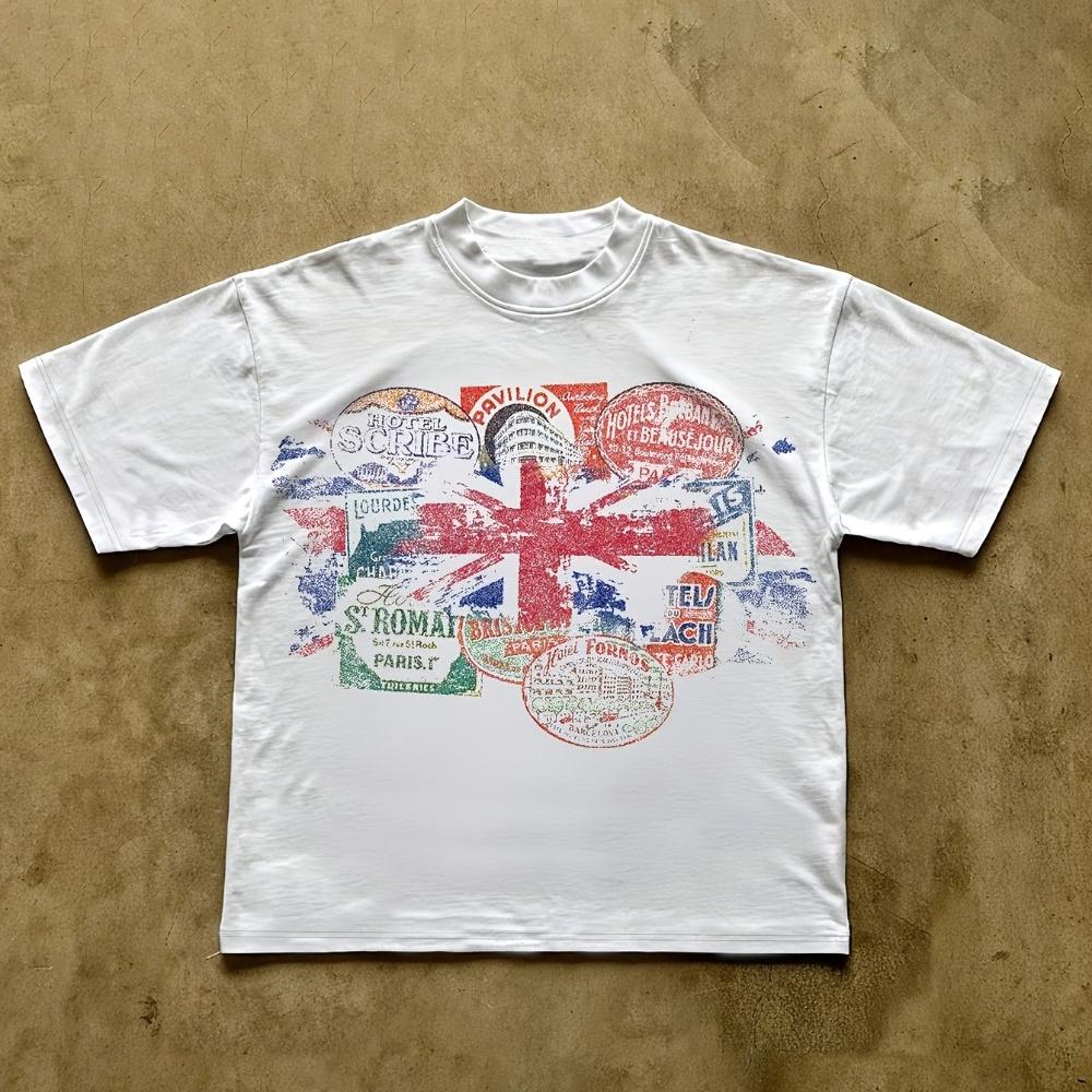 Y2K Harajuku Vintage Short Sleeve Street Graphic Short Sleeve T-Shirt Round Neck T-Shirt Men