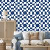 Wallpaper Casual Checkerboard Blue and White for Living Room and Bedroom 50x1000