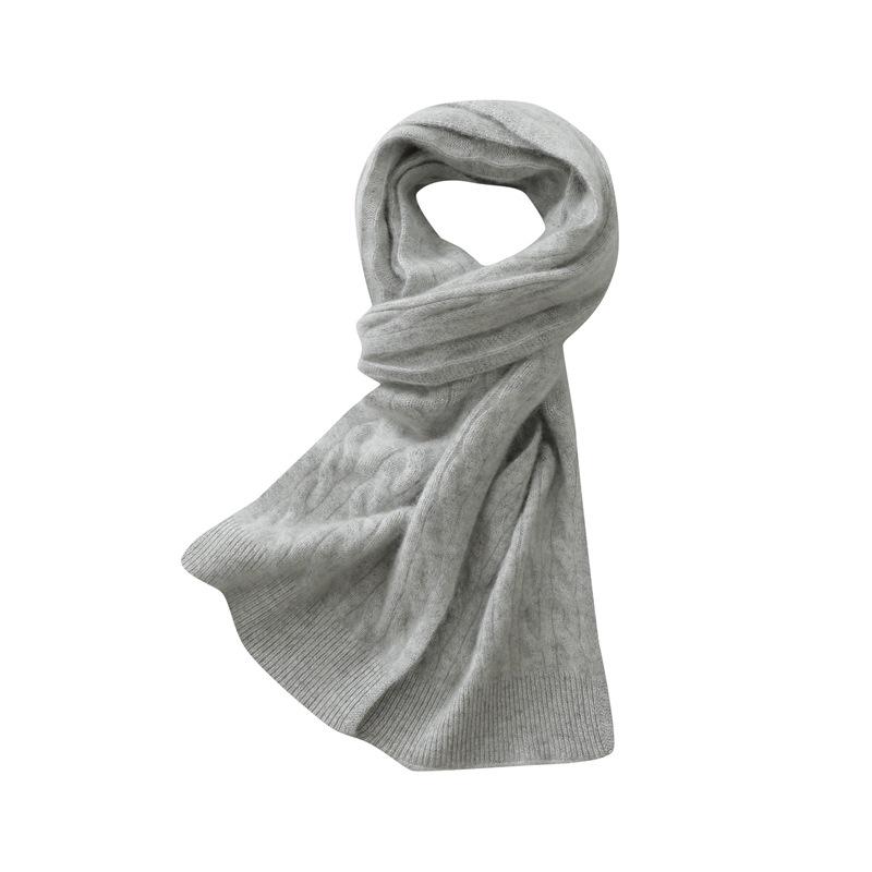 100% Pure Cashmere Cable Knit Scarf for Women and Men – Versatile Autumn/Winter Fashion Accessory