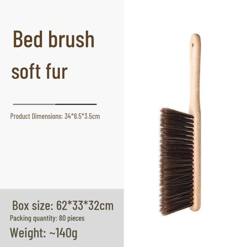 Hope Society Soft Bristle Bed & Carpet Cleaning Brush with Long Handle and Solid Wood Design