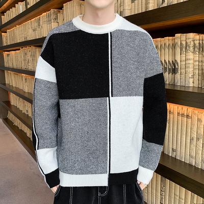 Fashionable Versatile Padded Thickened Warm Men's Shirt Knit Sweater Round Neck High Quality Fabric Fashionable Versatile Sweater