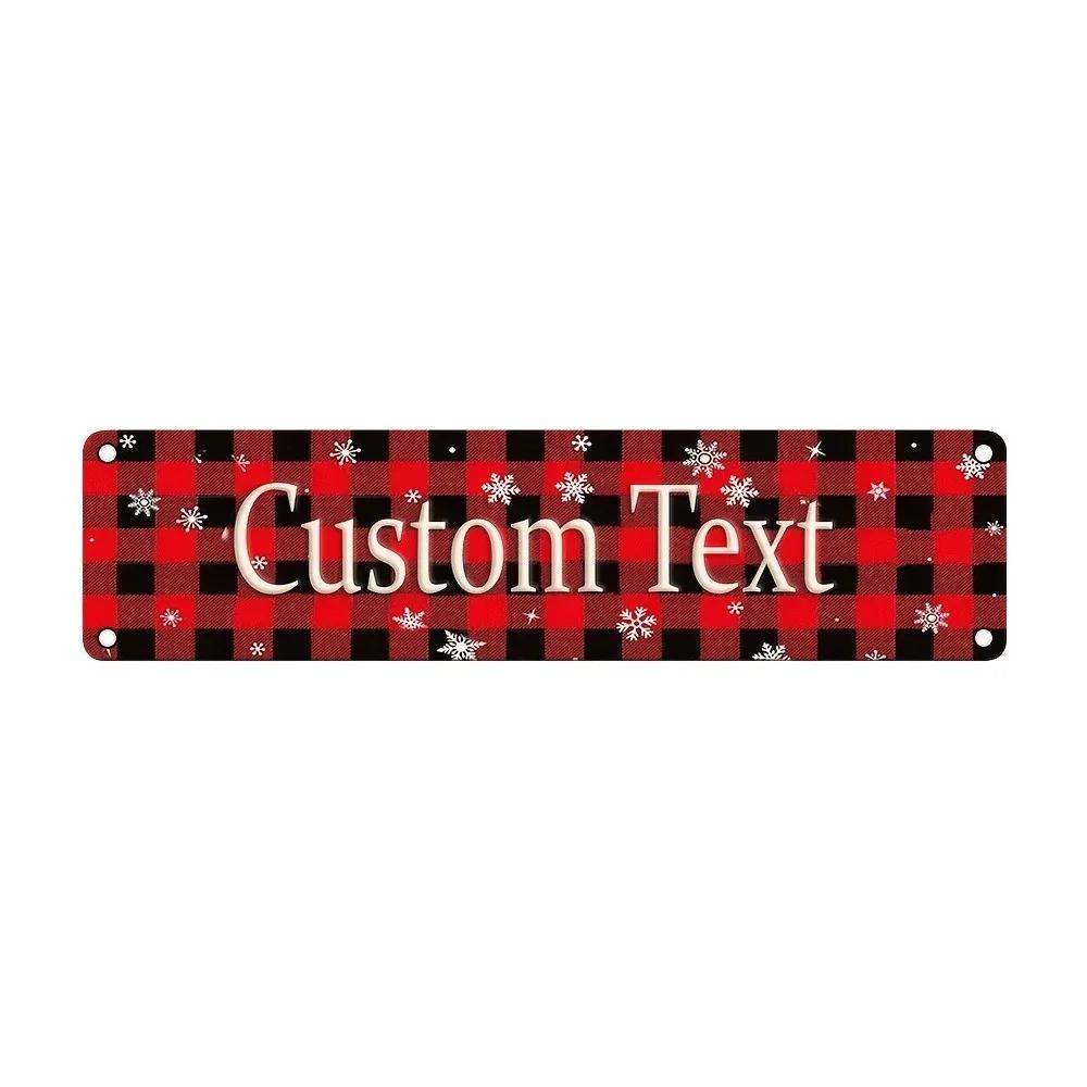 16x4In 2D Flat Classic Santa Aluminum Sign Custom Text Christmas Wall Decor