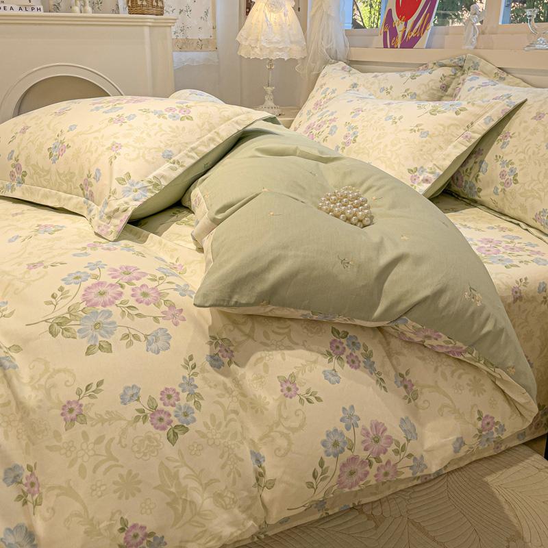 100% Cotton Luxury Floral Style Bedding Set 3 Piece, Duvet Cover Set 1 Duvet Cover 2 Pillowcase,Single/Double/200x200/220x240