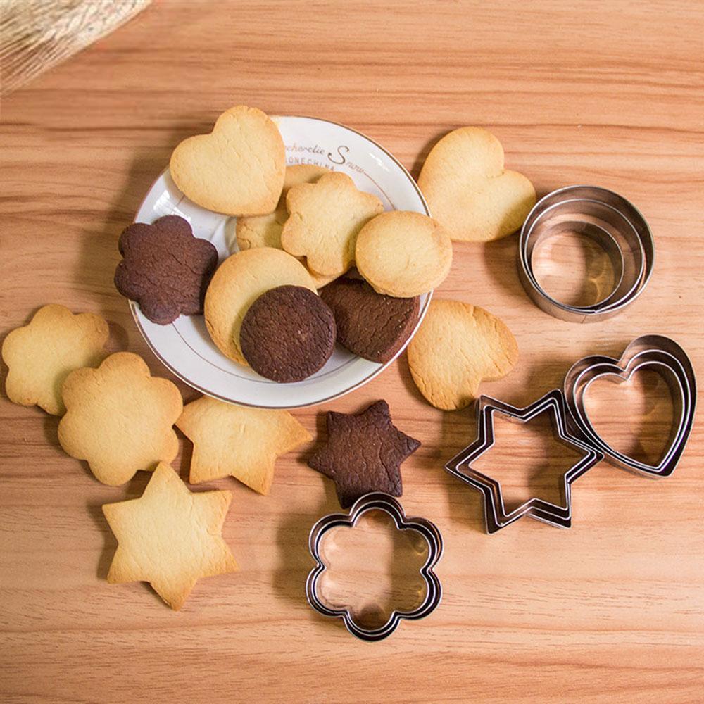 24pcs Cookie Moulds Stainless Steel DIY Biscuit Slicer Geometric Shapes Cookie Cutter Xmas Kitchen Baking Biscuit Mould