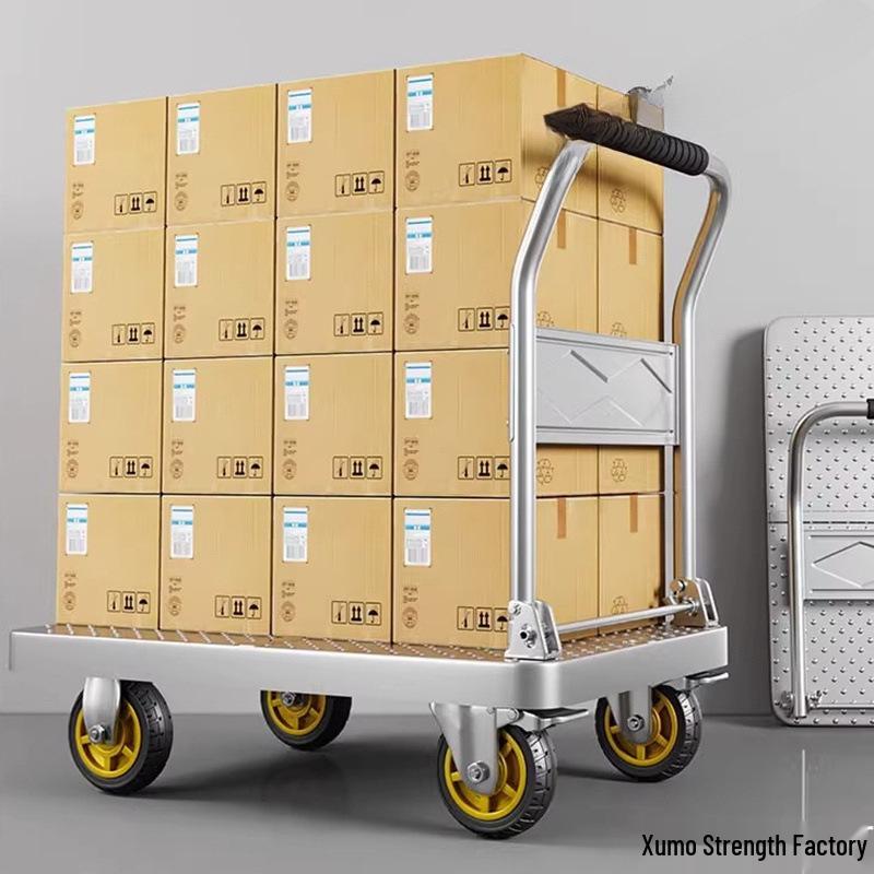 Compact Folding Steel Flatbed Trolley for Household & Outdoor Use